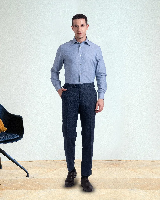 Men’s slim-fit cargo pants-Dugdale Navy Blue Wool Flannel