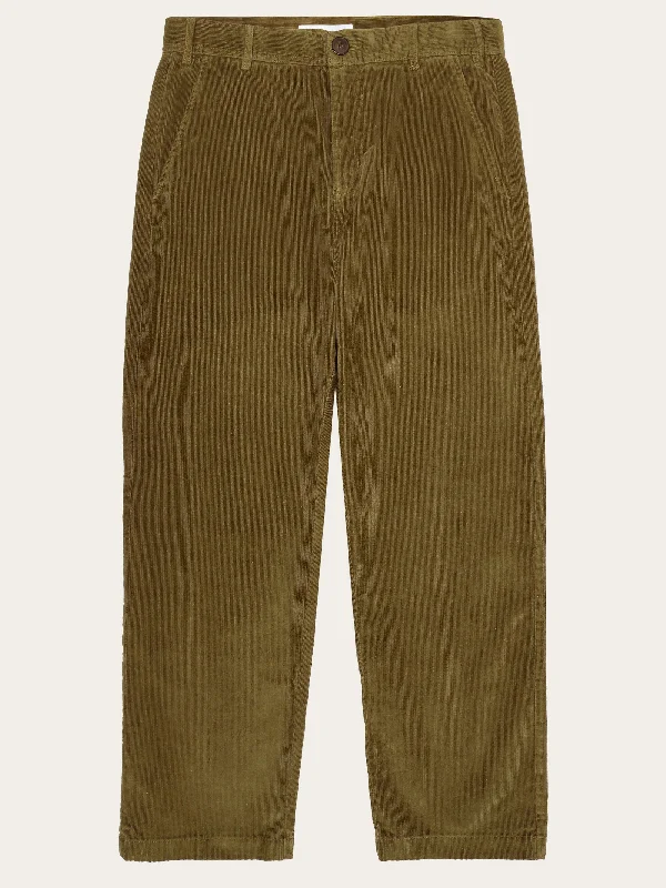 Men’s distressed chino pants-FLINT wide corduroy chino pants - Dark Olive