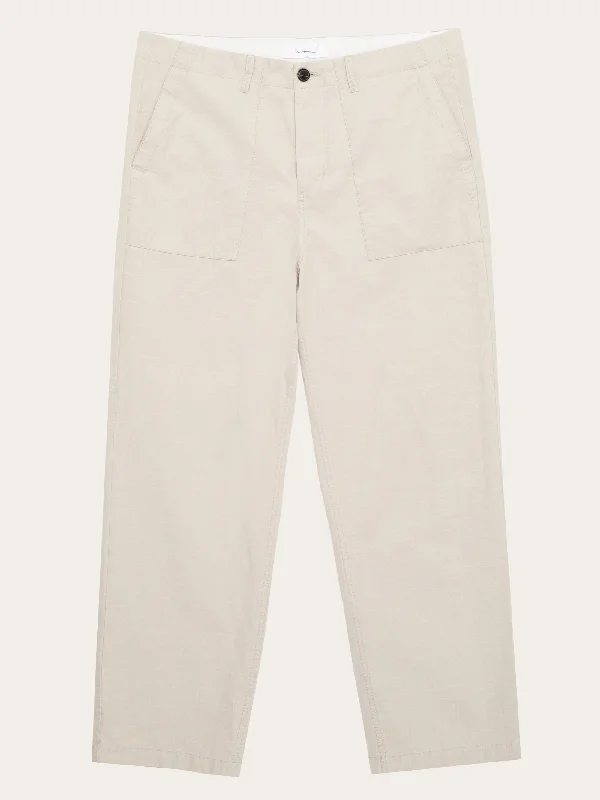 Men’s straight-fit khaki pants-FLINT wide slub yarn pants - GOTS/Vegan - Light feather gray