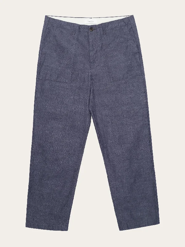 Men’s relaxed-fit chino pants-FLINT wide slub yarn pants - GOTS/Vegan - Night Sky