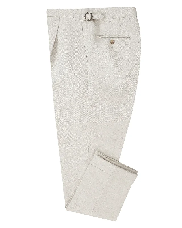 Men’s modern khaki jeans-Linen: Heavy Vintage Cream Birdseye