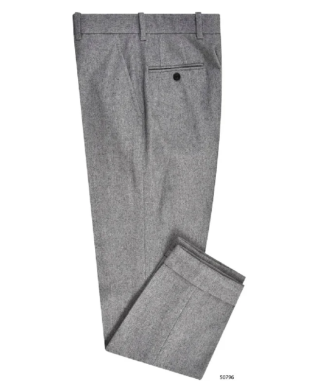 Men’s tailored straight jeans-Grey Wool Flannel Dress Pant