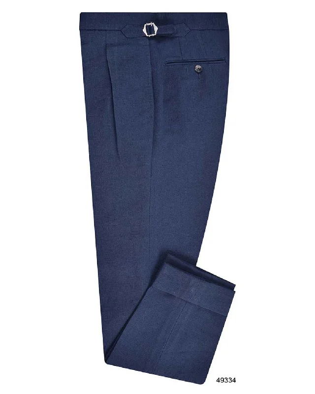 Men’s tailored black pants-Linen Cotton Canvas: Navy