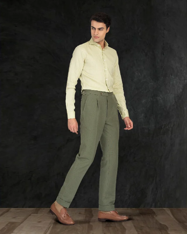 Men’s modern dress jeans-Linen Cotton Canvas: Olive Pant