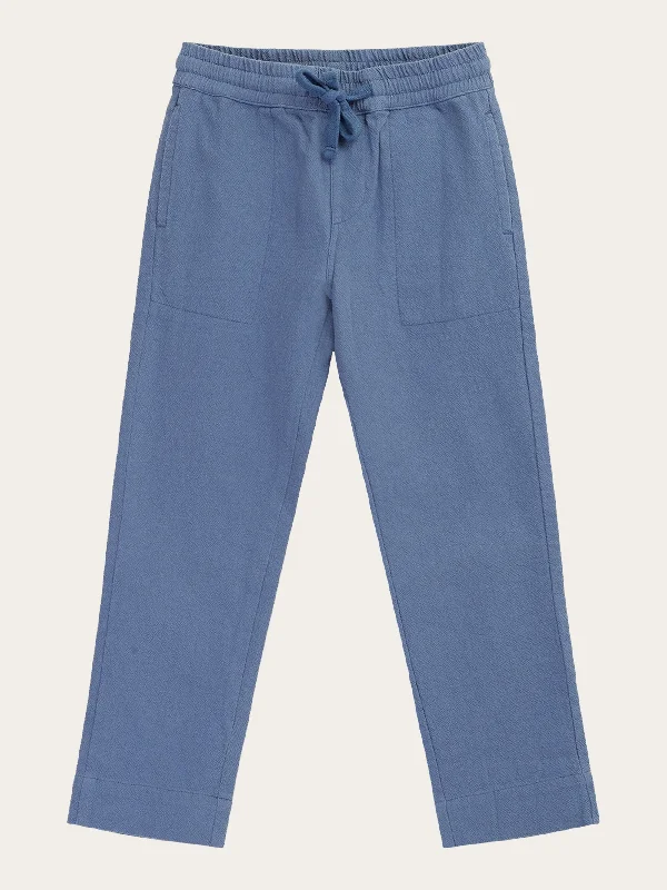 Men’s lightweight straight pants-Loose crushed cotton pants - GOTS/Vegan - Moonlight Blue