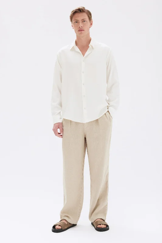 Men’s distressed khaki pants-Miles Pleated Linen Chino