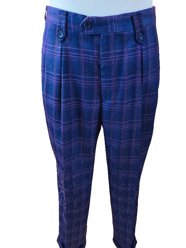 Men’s tailored straight jeans-Pronti pleated Plaid Pants