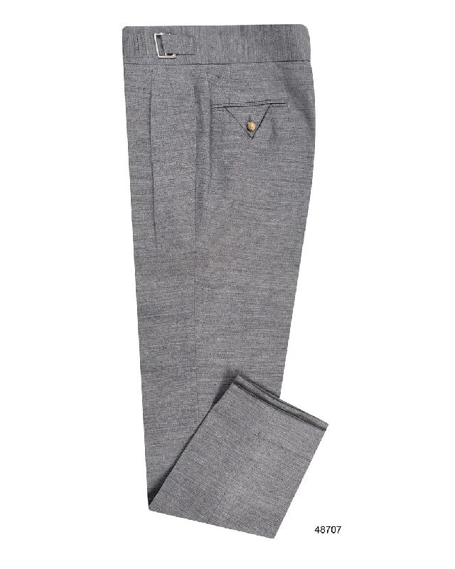 Men’s classic slim jeans-Gurkha Pant in Solbiati Light Grey Linen