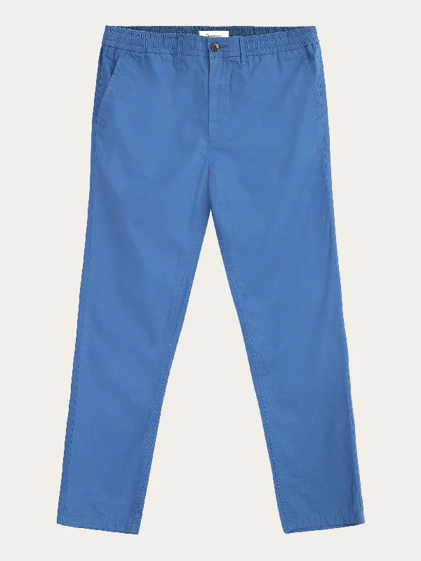 Men’s modern straight pants-TIM tapered poplin elastic waist string pants - GOTS/Vegan - Moonlight Blue