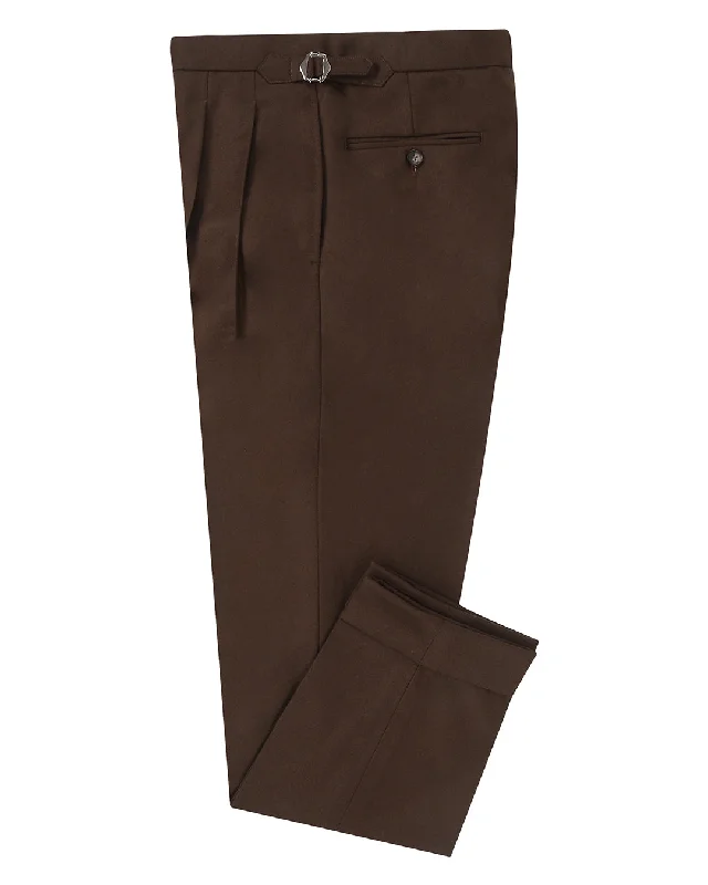 Men’s straight-fit dress pants-VBC Brown Woollen Flannel