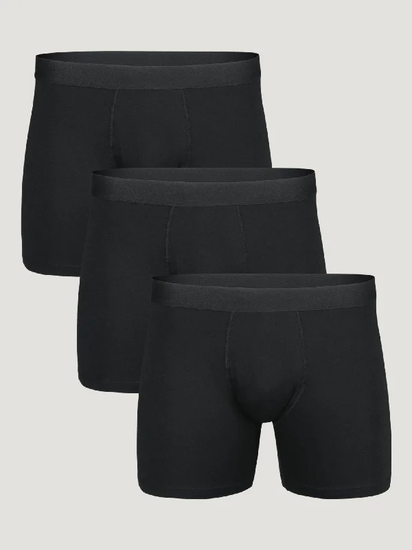 men's thermal underwear-Black Boxer Briefs 3-Pack