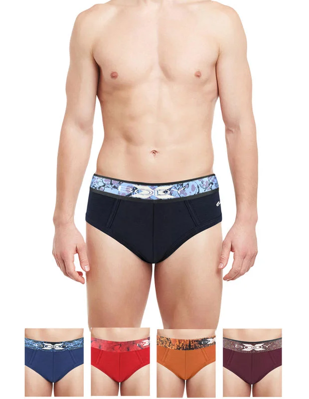 men's patterned briefs-Body X Elaganza Solid Briefs Pack of 5 -BX34B-D-Assorted