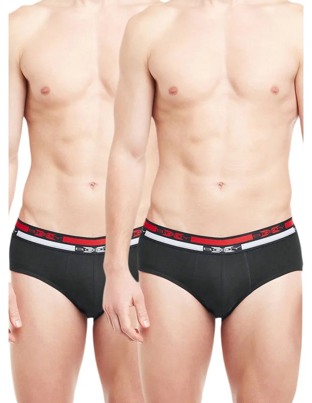 men's colorful boxer shorts-Body X Solid Briefs-Pack of 2-BX12B-Black