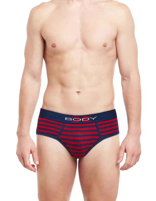 men's soft underwear-Body X Striped Briefs-BX03B Navy