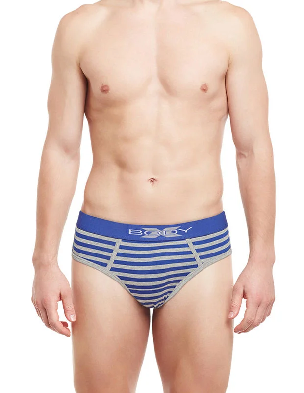 men's microfiber underwear-Body X Striped Briefs-BX03B Royal Blue