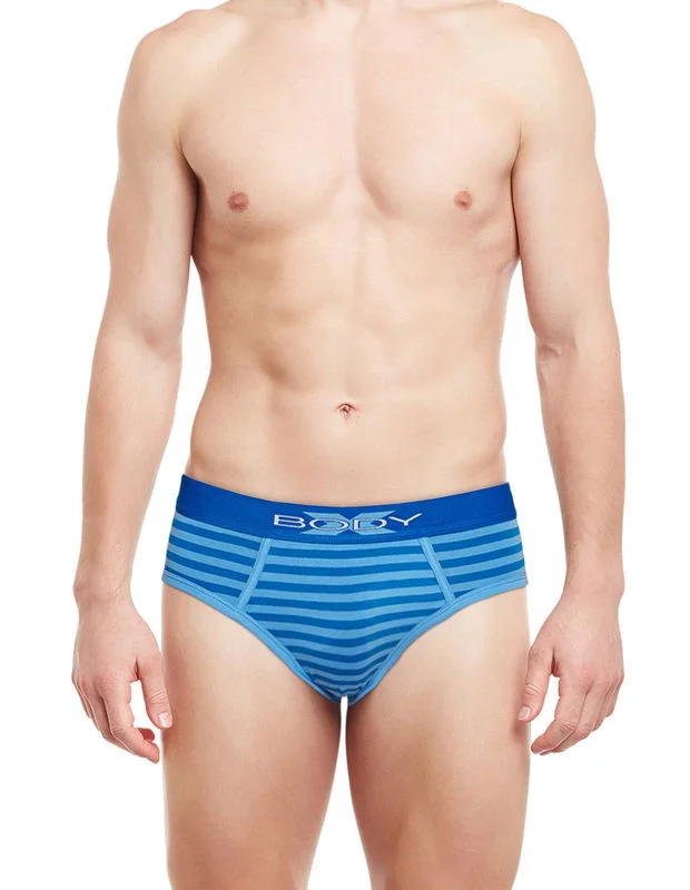 men's athletic trunks-Body X Striped Briefs-BX03B S.Blue