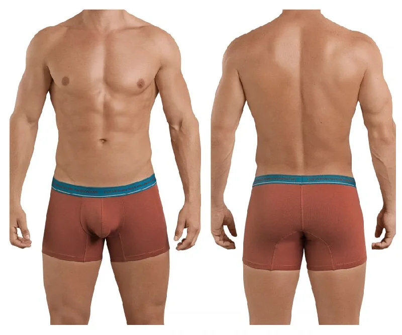 men's cotton underwear-Clever 2394 Attractive Boxer Briefs Color Brown