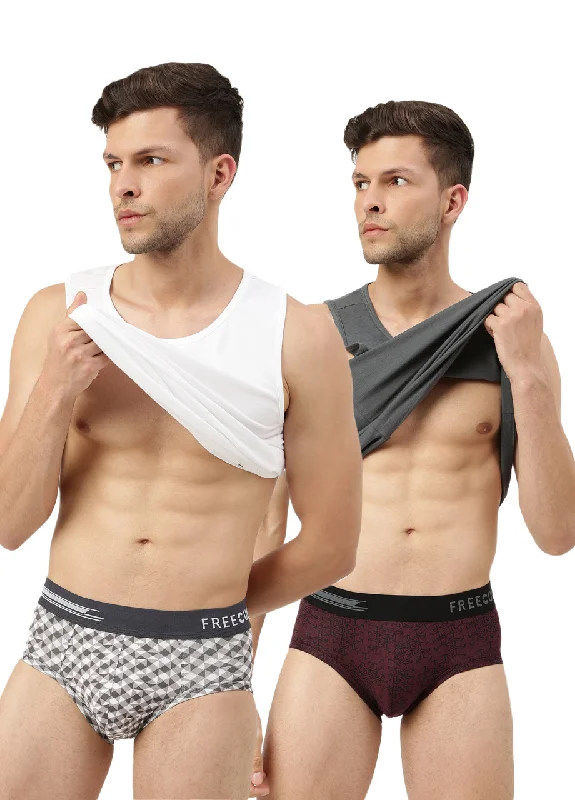 men's anti-chafing underwear-Men's Anti-Bacterial Printed Micro Modal Brief (Pack of 2)