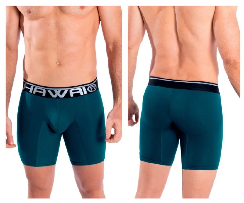 men's moisture-wicking underwear-HAWAI 41903 Solid Athletic Boxer Briefs Color Petrol