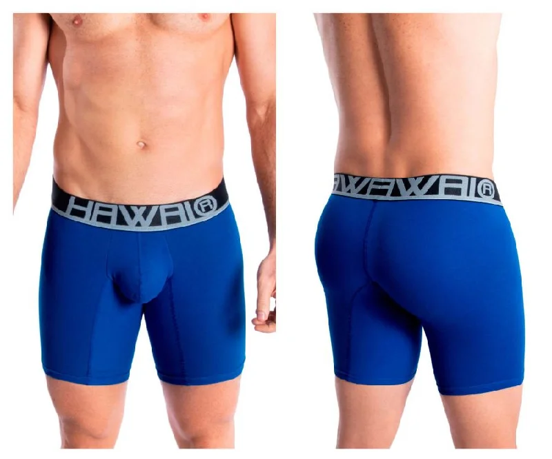 men's silk underwear-HAWAI 41903 Solid Athletic Boxer Briefs Color Royal Blue