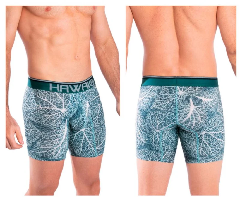 men's modal boxer shorts-HAWAI 42104 Printed Boxer Briefs Color Green