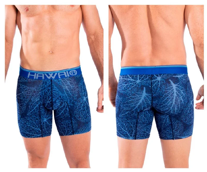 men's stretch boxer briefs-HAWAI 42104 Printed Boxer Briefs Color Royal Blue