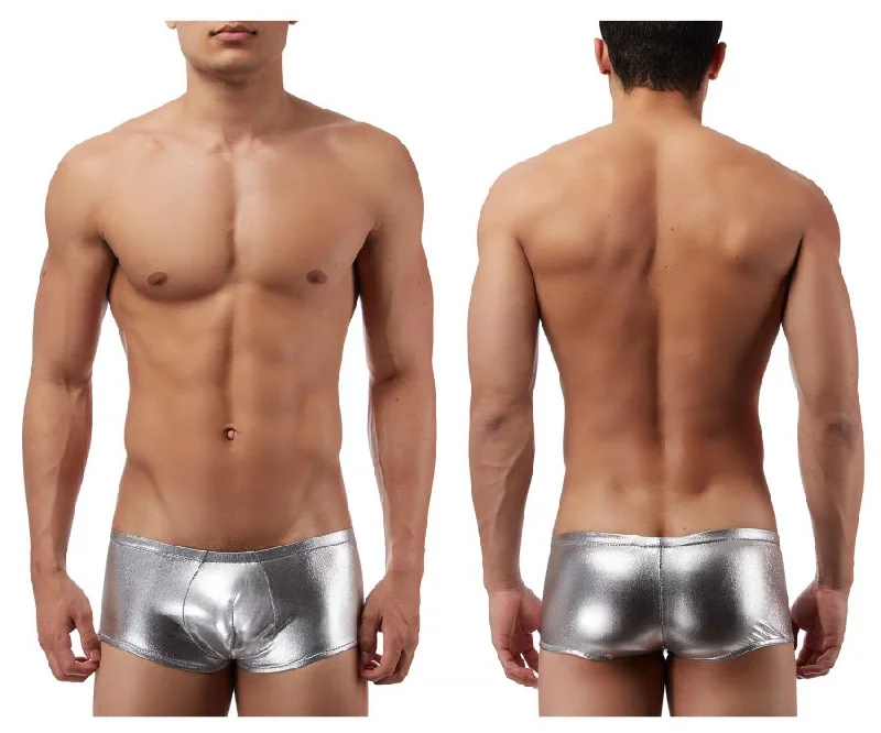 men's cooling briefs-Male Power 153070 Heavy Metal Mini Short Boxer Briefs Color Silver