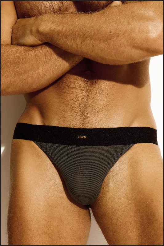 men's hypoallergenic underwear-Sport Brief - NOIR STRIPE