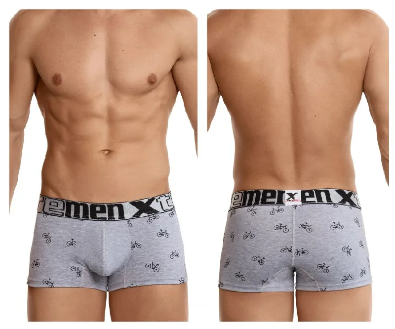 men's organic briefs-Xtremen 51437C Cycling Print Boxer Briefs Color Light Gray