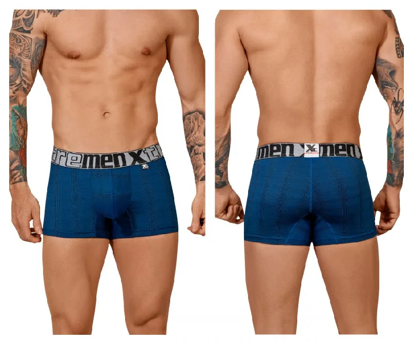 men's casual underwear-Xtremen 51451C Geometric Jacquard Trunk Color Blue