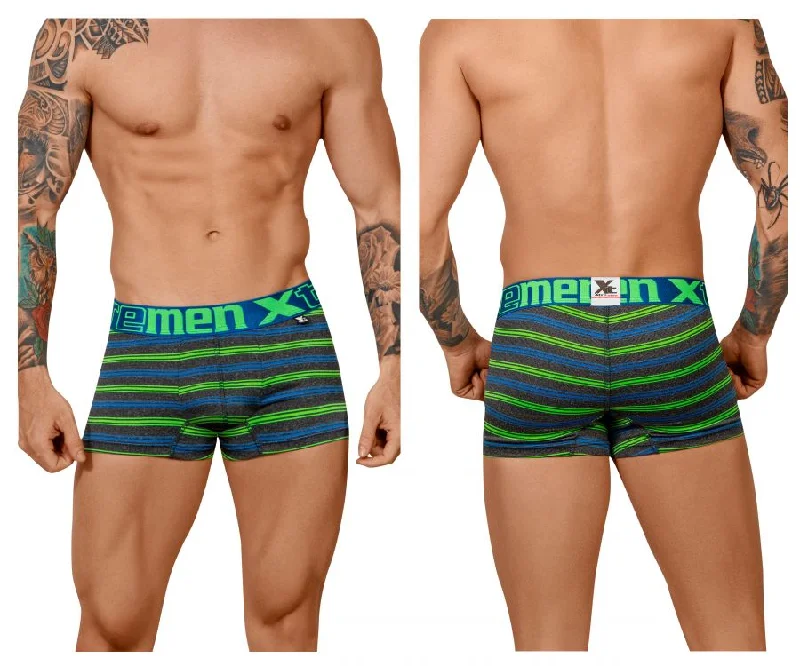 men's breathable underwear-Xtremen 51453C Stripes Trunk Color Green