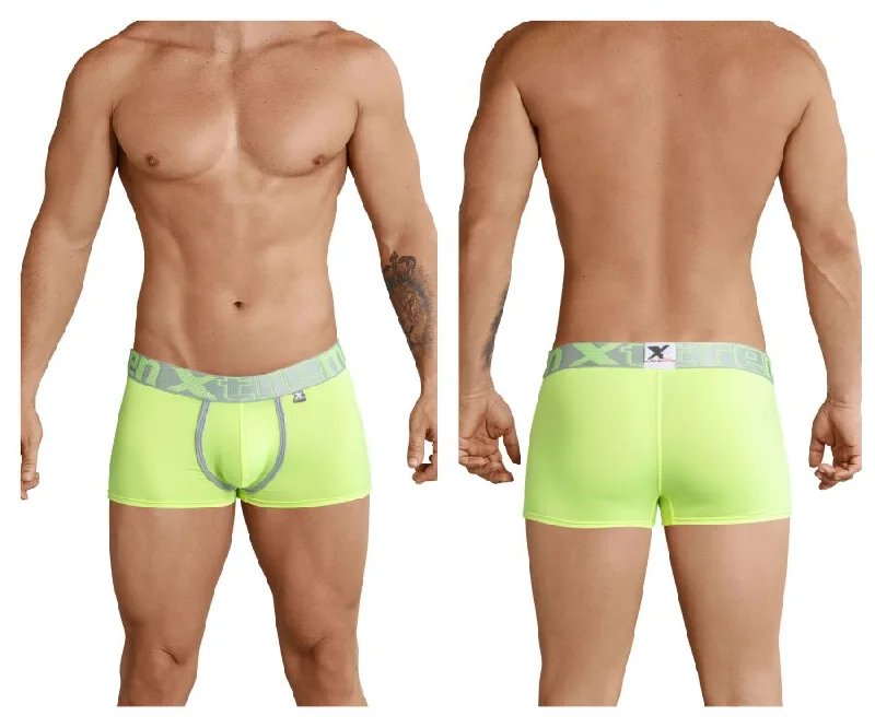 men's lightweight underwear-Xtremen 91028 Piping Boxer Briefs Color Green