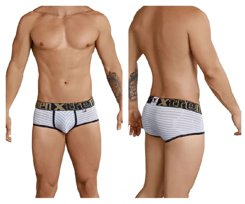 men's odor-resistant underwear-Xtremen 91029 Stripes Briefs Color White